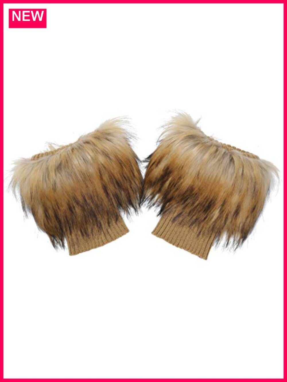 Faux Fur Plush Leg Warmers, Fuzzy Knit Boot Cuffs, One Size
